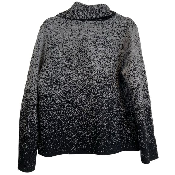 Betty Betty Black Gray Heather One Button Cowl Neck Loose Fit Sweater Sz Medium - Picture 2 of 15